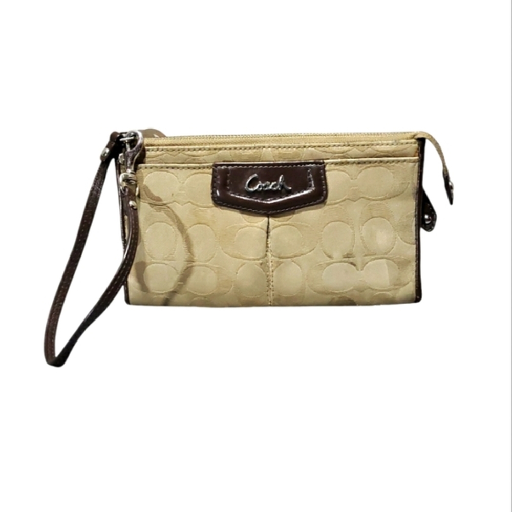 Coach Beige and Brown Wristlet